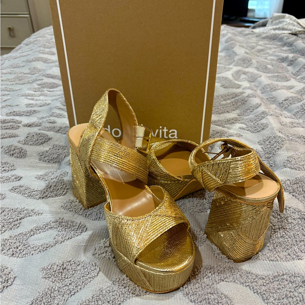 Dolce Vita Shimmering Gold Platform Heels